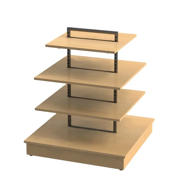 4 sided MDF slatwall T-shirt display stand rack
