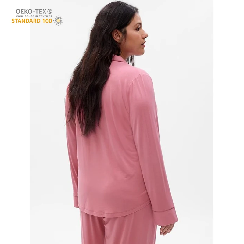 Recycled Summer Bamboo pajamas for women Sleepwear Organic Cotton  Long Sleeve & pants Nightwear Modal Pajamas sleepwear Set