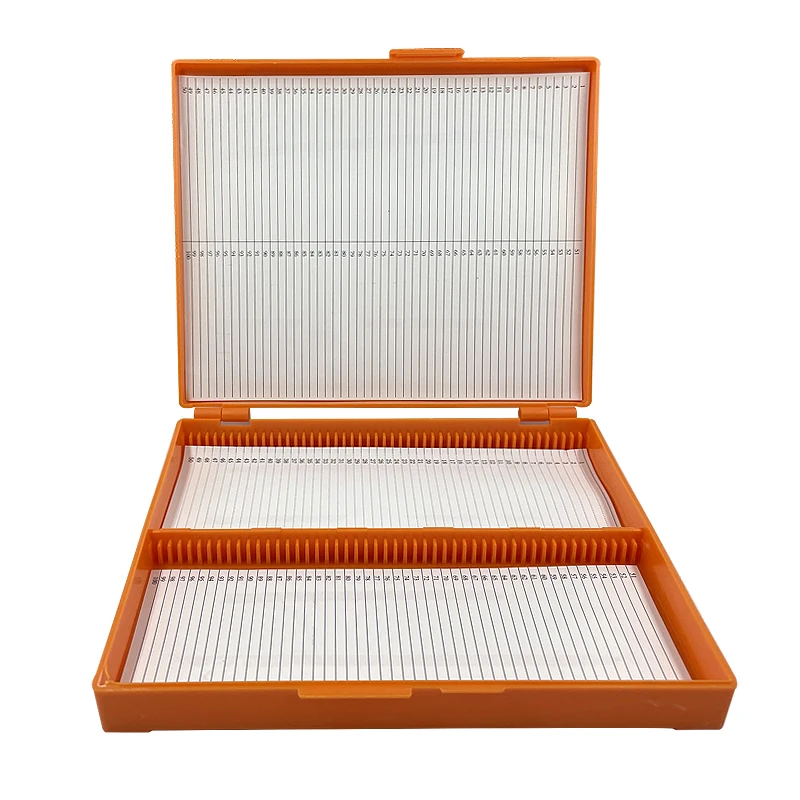 Пластиковая стеклянная скользящая коробка 100x, скользящий ящик для микроскопа, скользящий ящик для лаборатории, 100 места, скользящая коробка