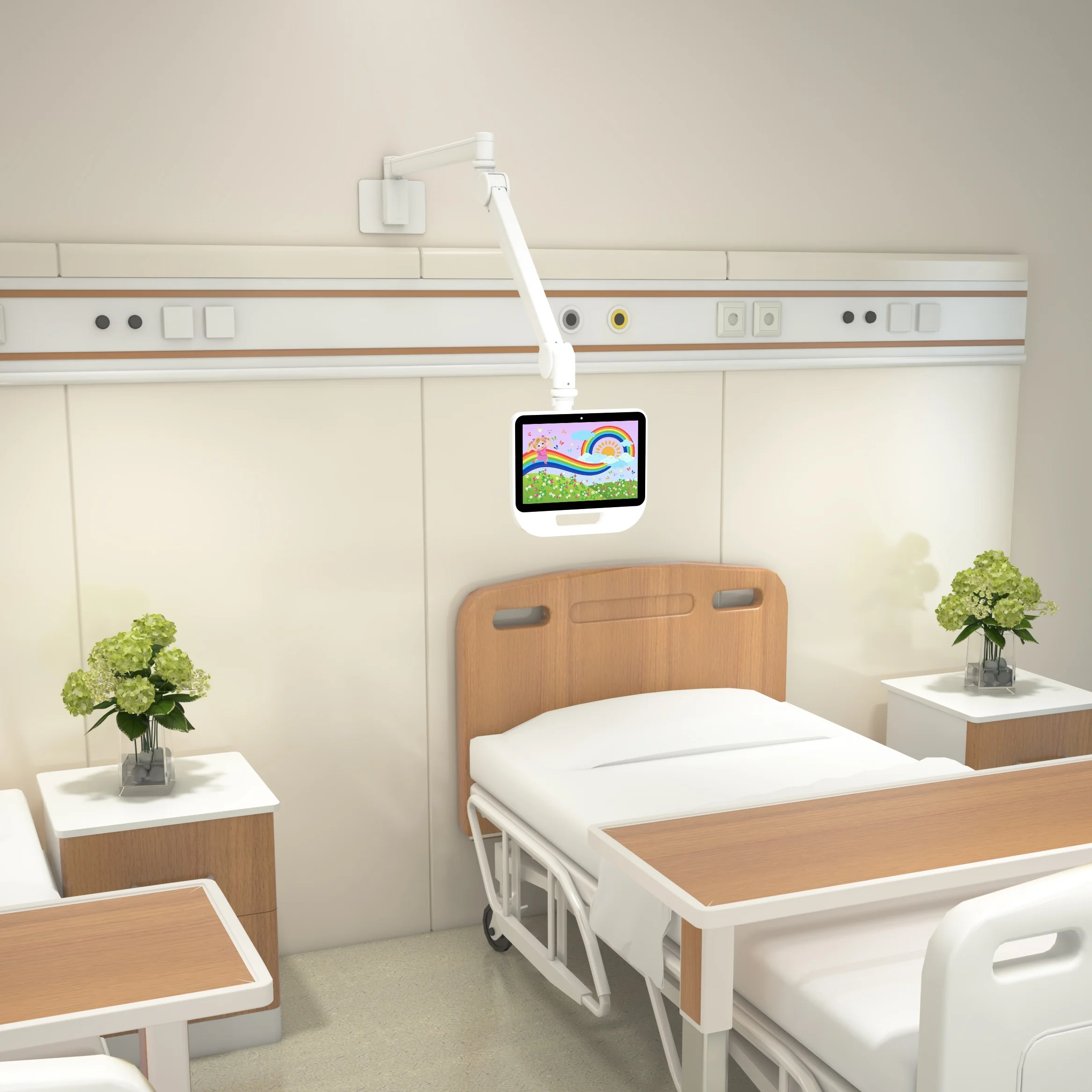 Flexible long monitor arm rotate tilt wall mount for hospital