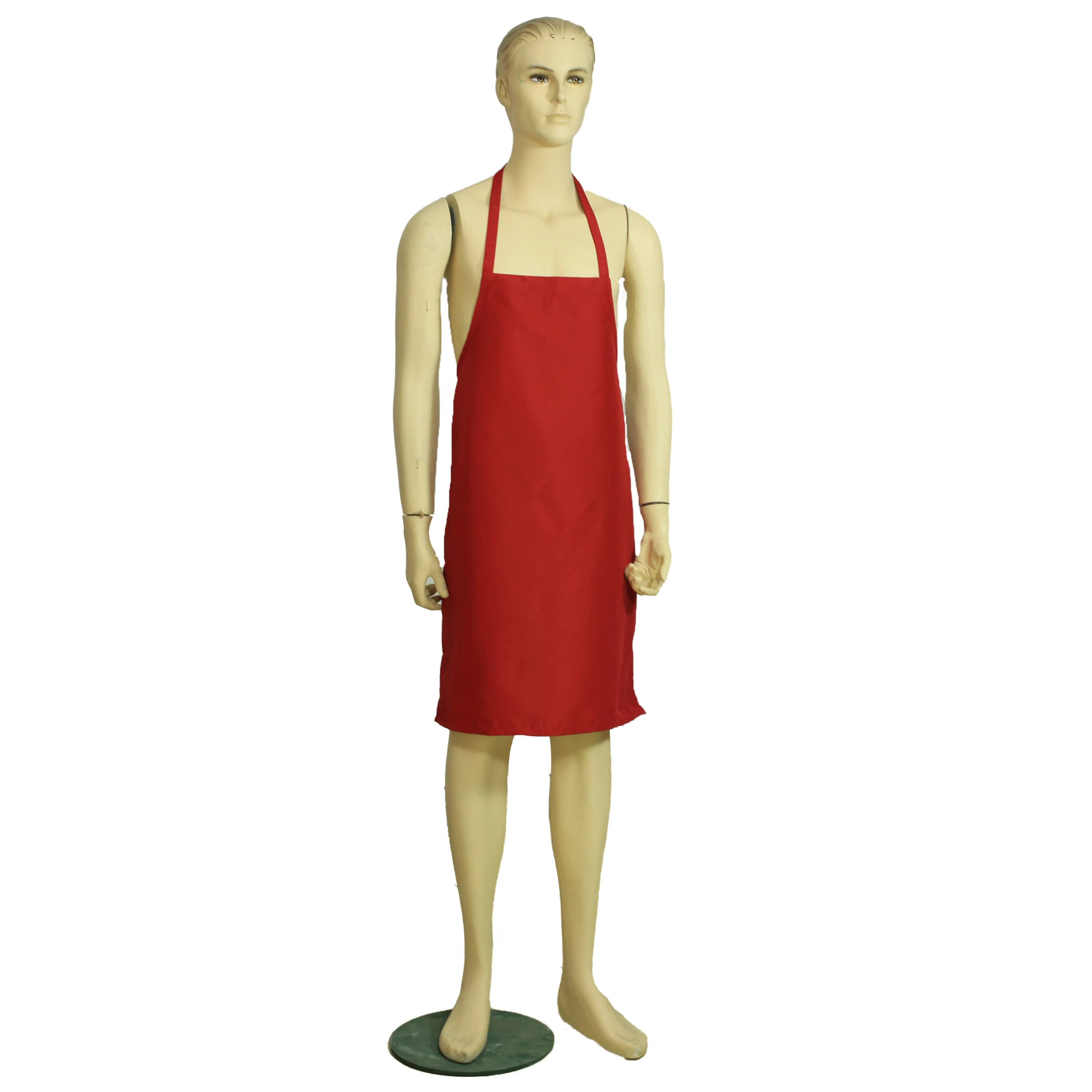 Customised Plain Eco-friendly Spun Polyester Cheap Aprons White  Kitchen with Pocket
