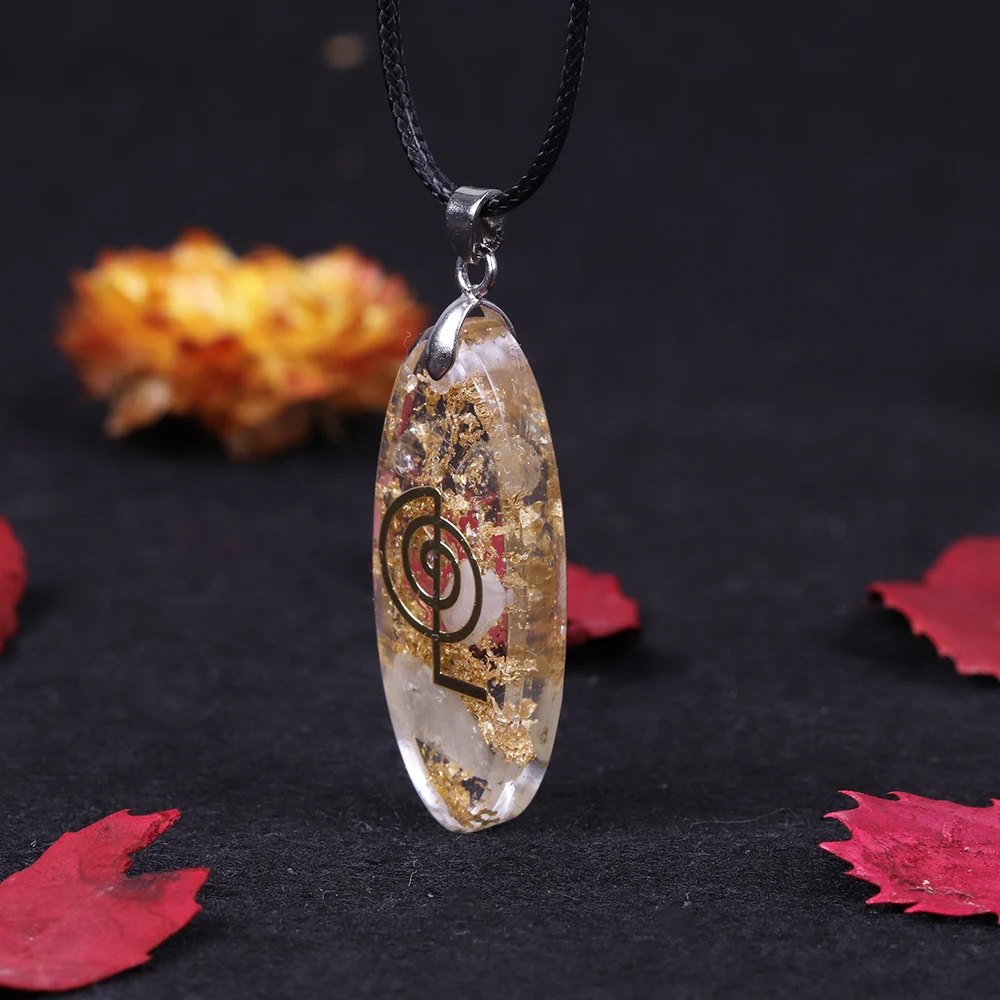 Crystal Necklace Waterdrop Shaped Orgonite Necklace With Cho Ku Rei Symbol Jewelry Orgone Pendant