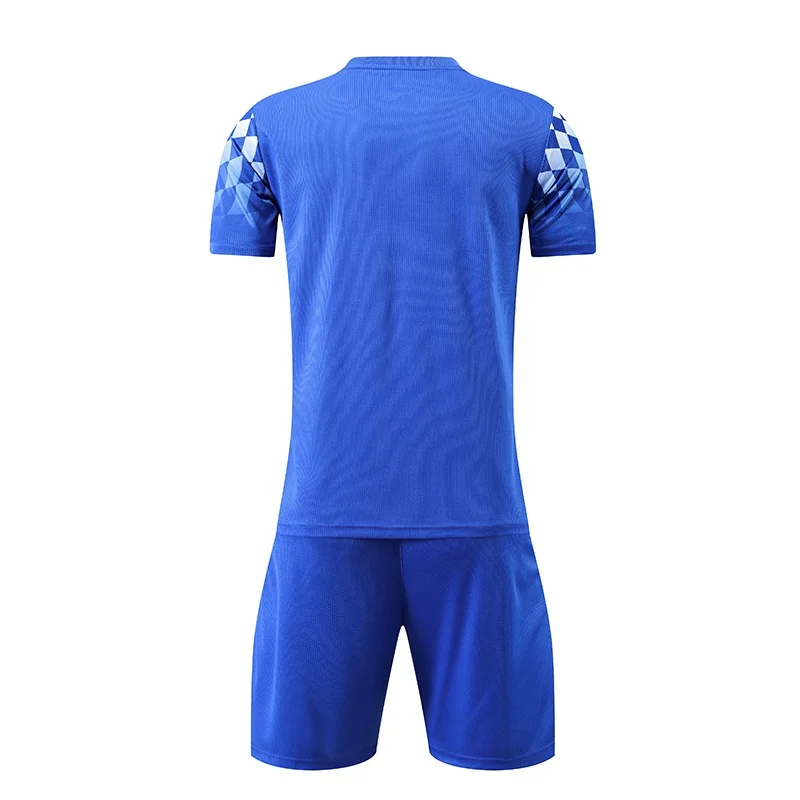 2023 New Design Blank Uniform Wholesale Blue And White Soccer Jersey