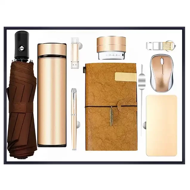 Wholesale Business Gift Set A5 Notebook Umbrella Thermos Flask USB Flash Drive Audio Mouse Pen Charging Bank