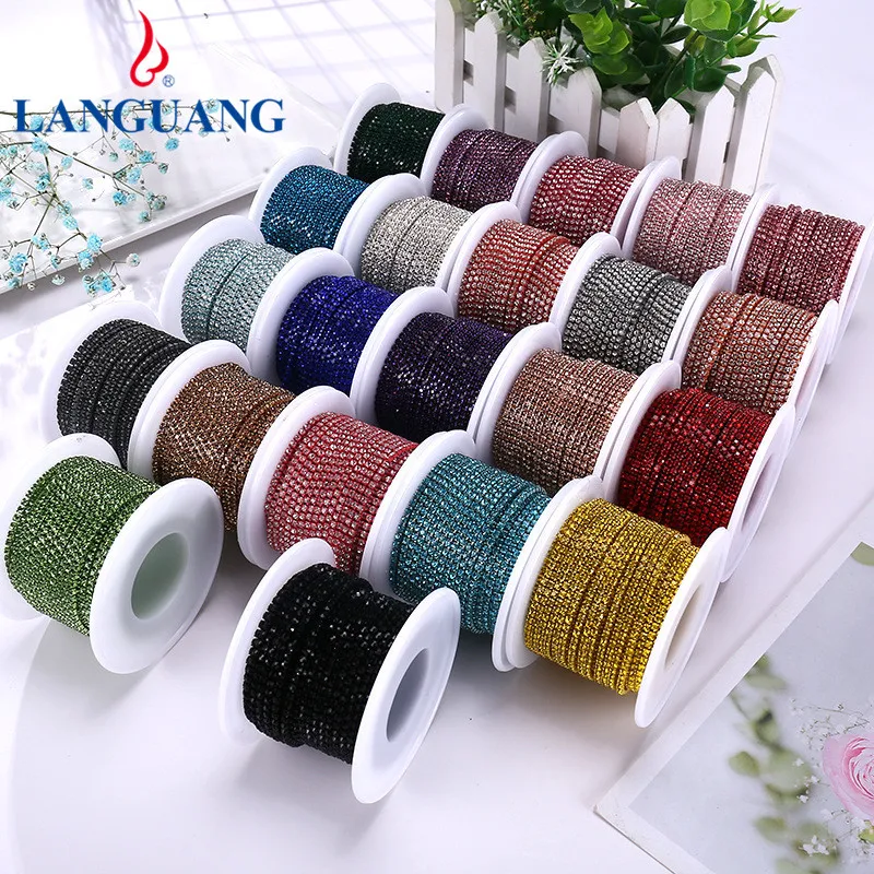 Languang new electrophoretic color rhinestone claw chain color diamond chain SS6S rhinestone cup chain DIY jewelry accessories
