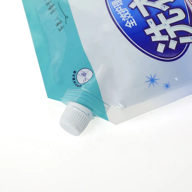 Custom Leak Proof Plastic Standing Up Liquid Packaging Spout Pouch Bags For Fluid Liquid Soap Laundry Detergent