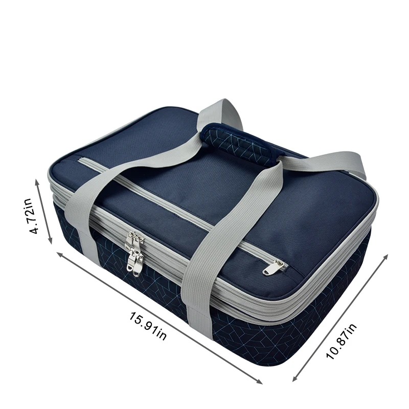 Double Decker Parties Picnic Beach Casserole Carrier Thermal Lunch Bag Tote Cooler Bag