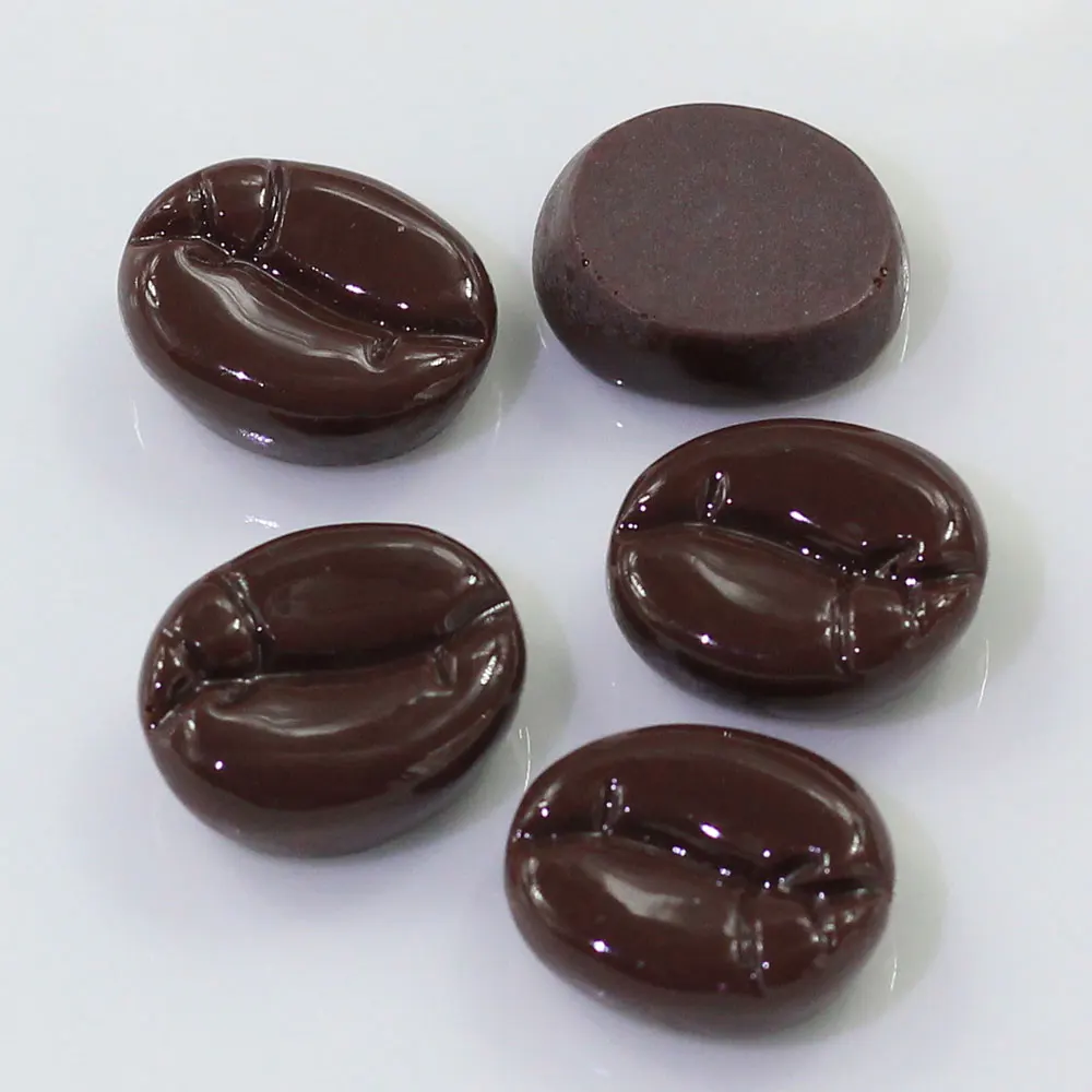 Top Sell  100PCS Tiny Coffee Beans Flat on The Back Resin Flatbacks Miniatures Food DollHouse Coffee Cabochon Slime DIY