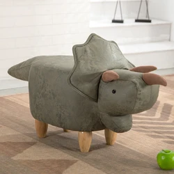 Factory wholesale wood frame animal fabric stool kids children animal shape stool ottoman with storage