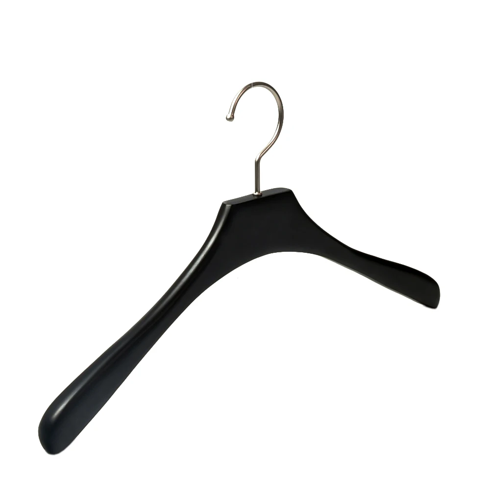 Custom Fashion Solid Wood Suit Wooden Hanger Black Suit Hanger for Clothes
