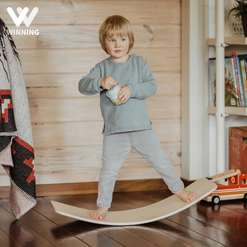 Winning Eco Friendly Balancing Toy Wobbel Wobble Board Game Wood Kids Yoga Curvy Fitness Wooden Balance Board For Kids