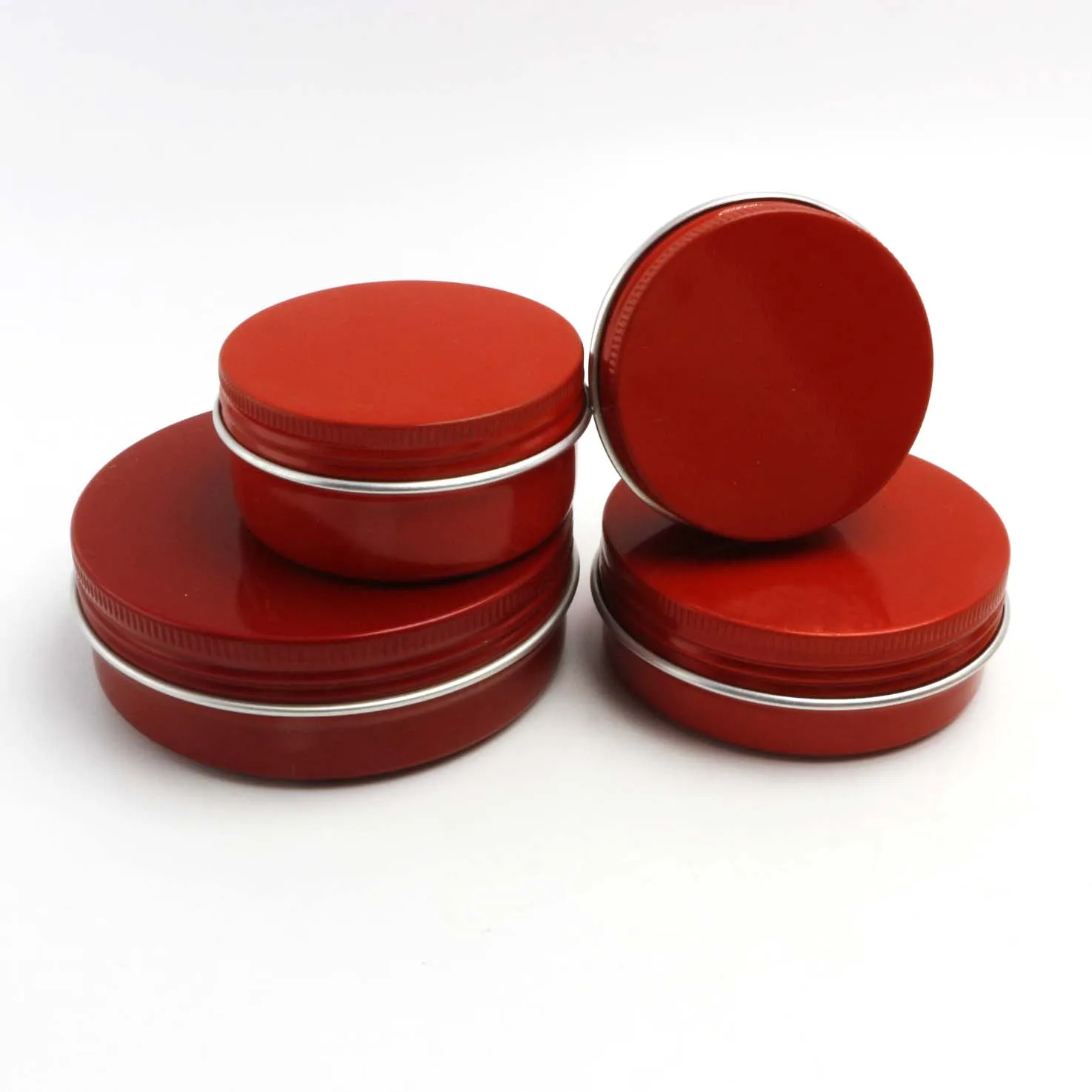 Cosmetic Cream Packaging Container Metal Can 2oz 60ml 60g Red Colorful Aluminum Jar Empty Small Round Tin Box AJ-CC154