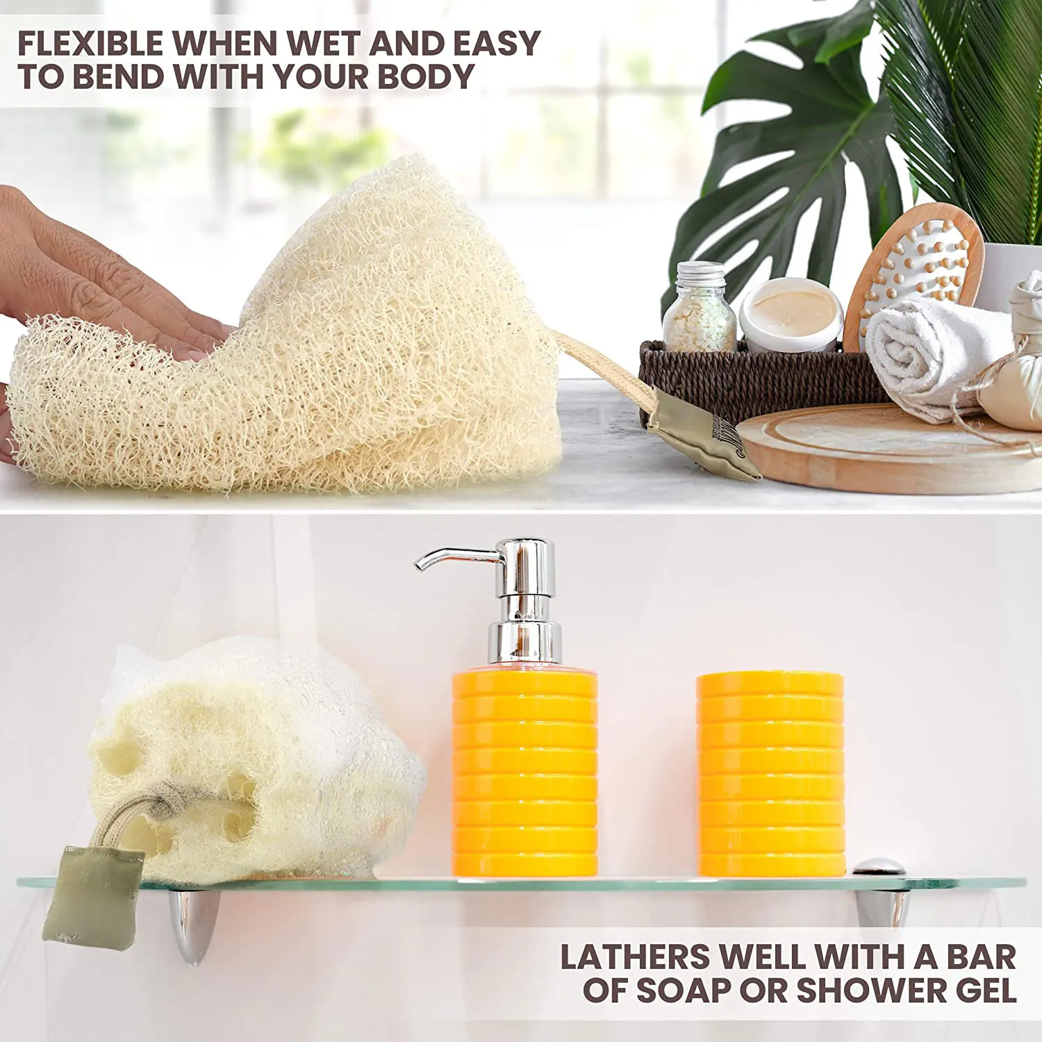 Soft Customizable 100% Natural Organic Loofah Sponge of Exfoliating Bath Supplies