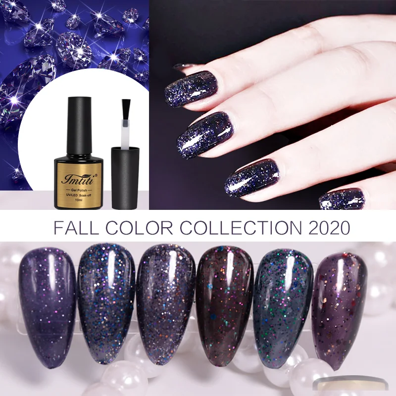 Black  Diamond Gel Nail Polish Bright Painting Nail Art Design Laser Pretty UV Gel Glitter Vernish