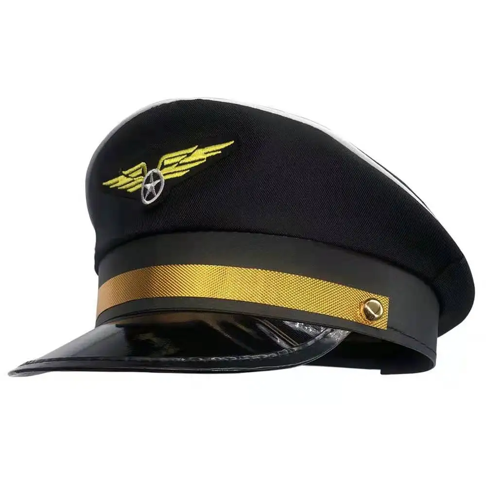 Best selling OEM Factory Embroidery LOGO custom captain cap women police hats flat-top cap men sailor captain hats lady navy cap
