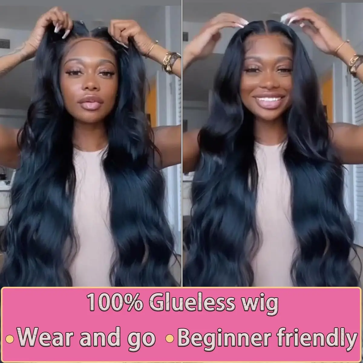 Wear And Go Glueless Wig Pre Plucked Pre Cut Lace for Beginners No Glue 4x4 Body Wave Lace Front Wigs Human Hair