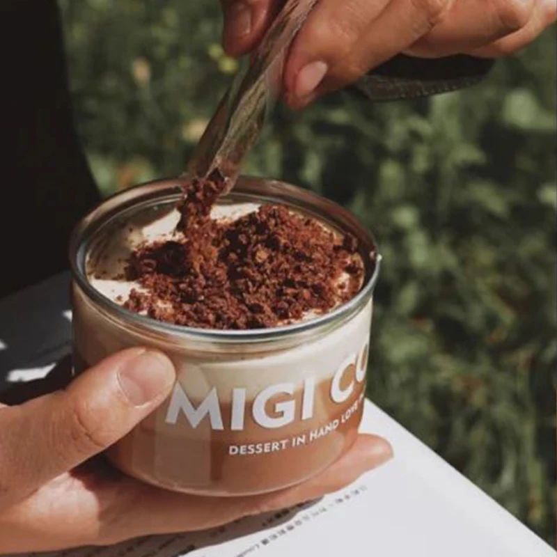 Wholesale clear 35/54g 400ml Transparent PET Dessert Containers jar with Lids chia pudding containers for Mousse Cake & Pudding