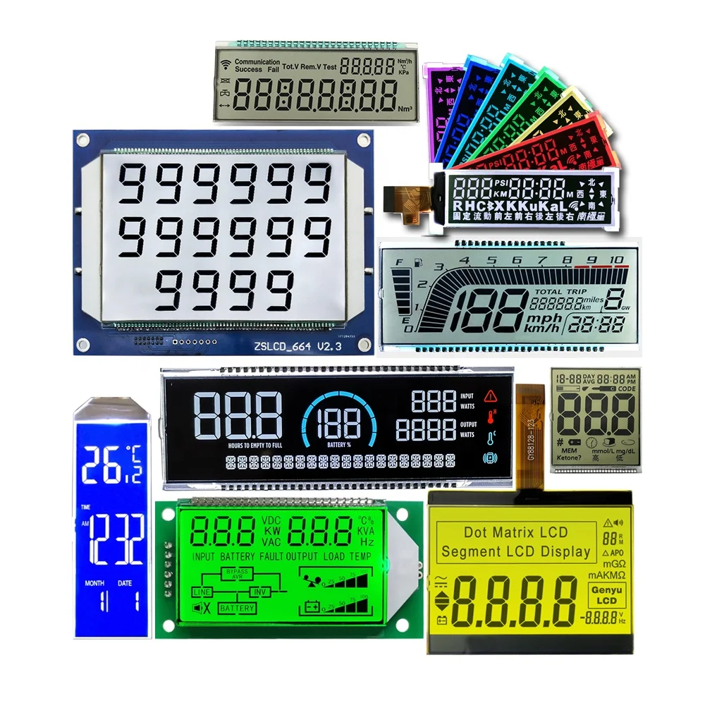 Customized Inverter Lcd Tn Stn Htn Va Digit Lcd Screen 7 Segment Monochrome Custom Lcd Display For Thermostat/Energy Meter