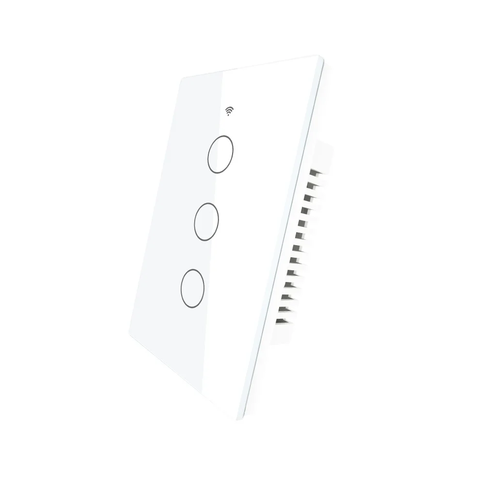 Tuya Smart Life Glass Panel US Standard Touch Switch Zero/Single Fire Line Voice Control Light Wireless Wall Switch 3GANG
