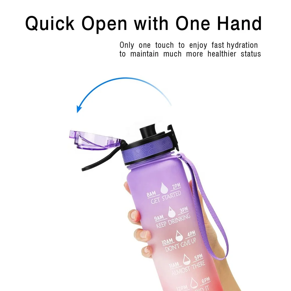Wholesale For School Sports Gym Flip Lid Fruit Infuser Portable 1000ml 1000 ml Motivational BPA Free Tritan Plastic Water Bottle