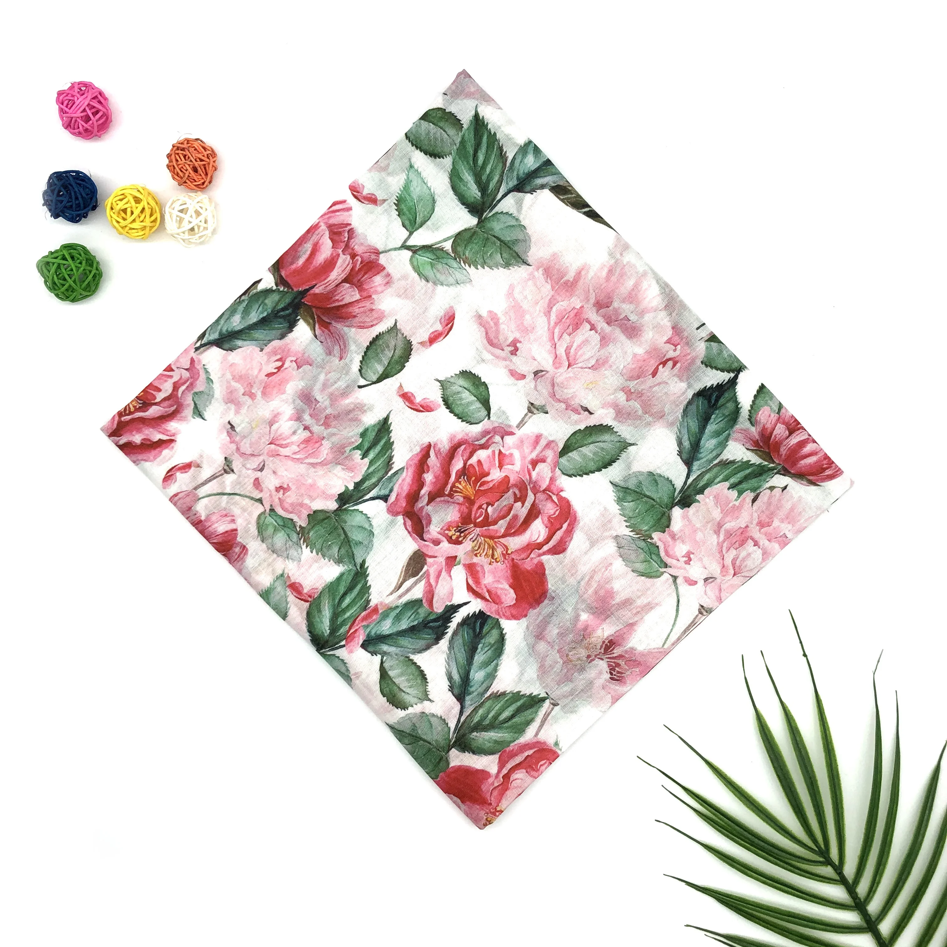 
No MOQ floral design linen fabric printing 