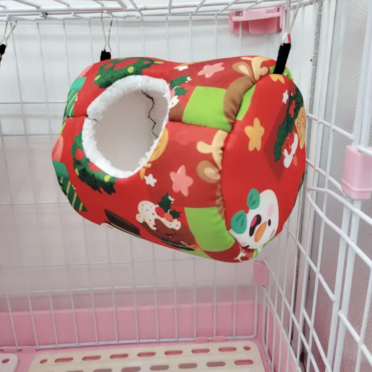 Newleader Small Pet Passage Nest Winter Warm Cotton Hammock for Hamsters and Guinea Pigs Christmas Edition