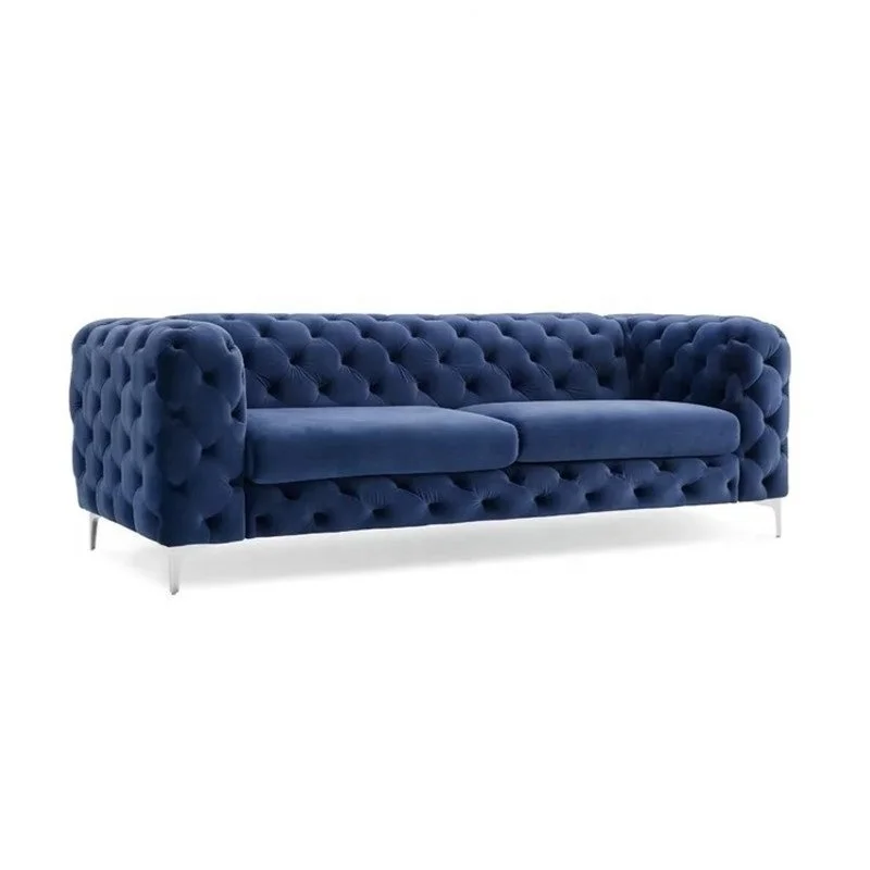 Modern Velvet Chesterfield Sofa Tufted Back Living Room Sofas