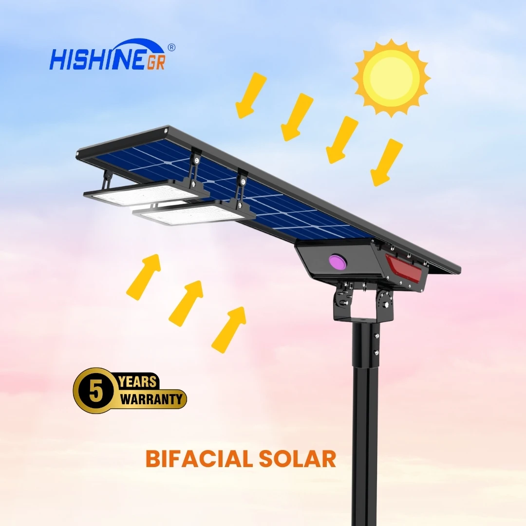 Hishine 80W 180LMW Solar Street Light 5 Years Warranty LED Solar Street Lights Outdoor Led Street Light with Solar Panel