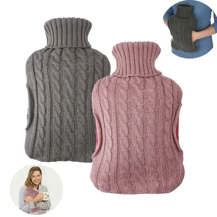 2000 Liter Rubber Hot Water Bottle bag with knitted cover pouch customize