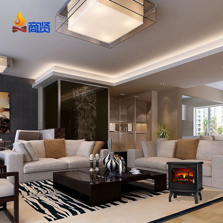 17in caster cast iron cheap portable freestand fireplace electric with mantel