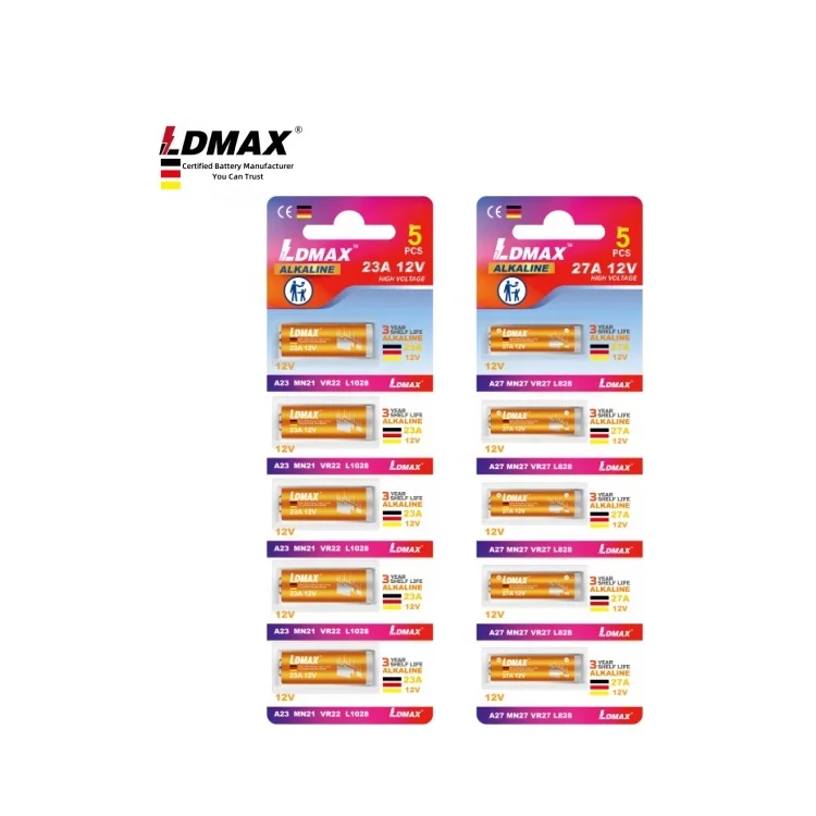 LDMAX High Performance 12V Super Alkaline Button Non Rechargeable 12V Small A23 LR23A 23A Battery for remote control