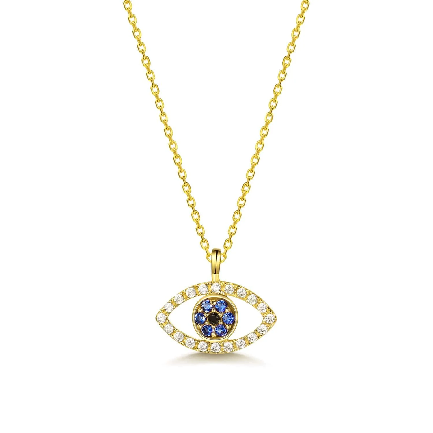 Zirconia Turkish Eyes Blue Eyes Pendant Necklace Slovehoony 925 Sterling Silver Necklace Hypoallergenic 14k Gold Plated Jewelry