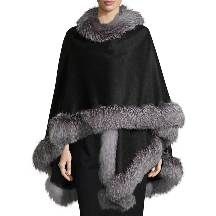 Fine Wool Kashmir Shawl with Fur Rabbit