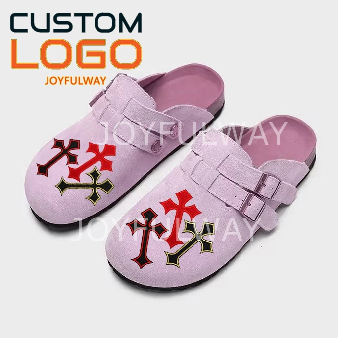 Low MOQ EVA And Cork Sole Leather Upper Sandals OEM Your Logo Brand Color Clog Shoes