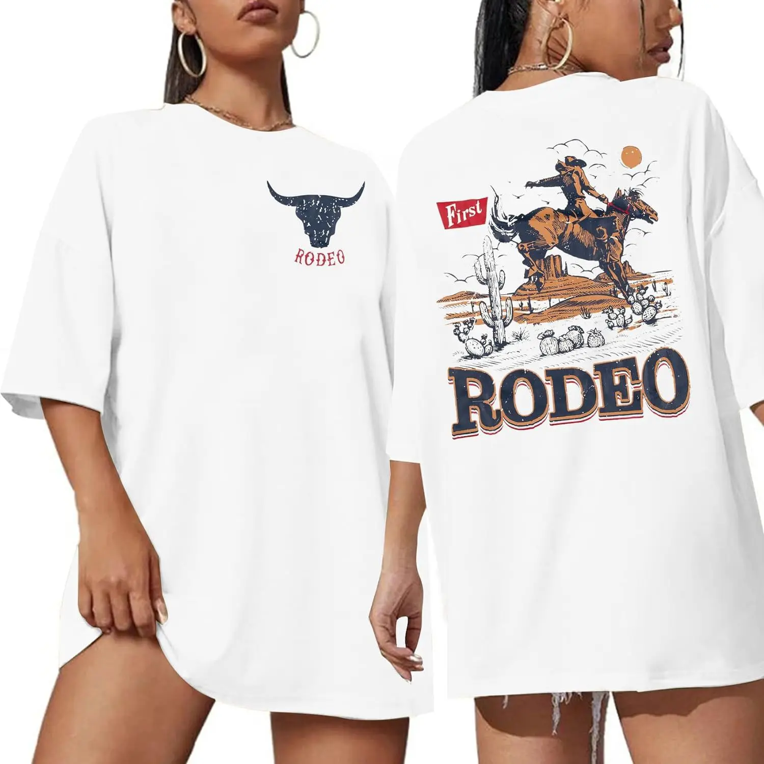 2024 летняя модная одежда для пастушков в западном стиле камисета Algodon Rodeo Bull с принтом 180gms Футболка женская футболка с коротким рукавом