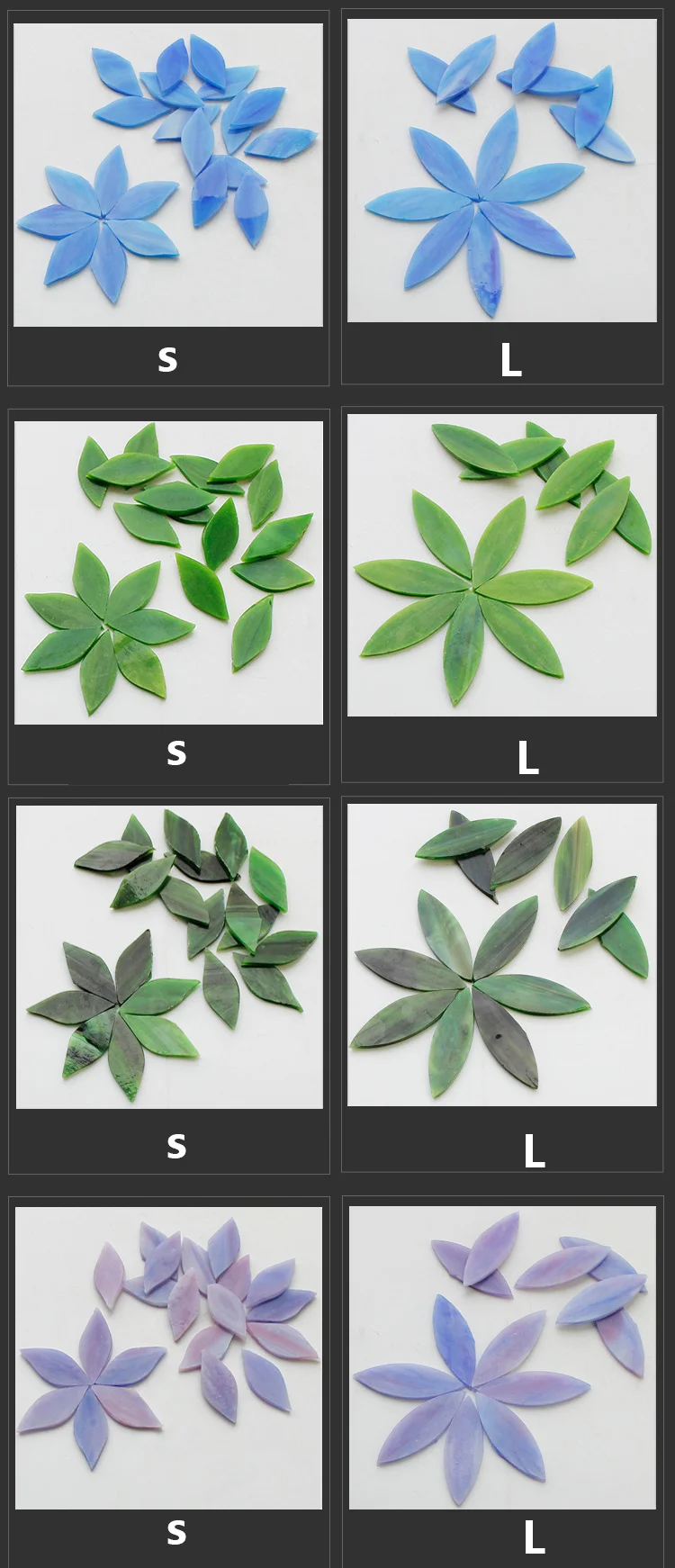 Wholesale Flat Glass Mosaic Tiles Stained Glass Mosaic Petal Tiles for Home Decoration DIY Crafts Art Theme