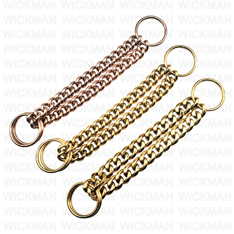 Custom High quality Strong metal Stainless Steel triangle Chain with O ring and D Buckle Solid Brass Chain Martingale Dog Collar