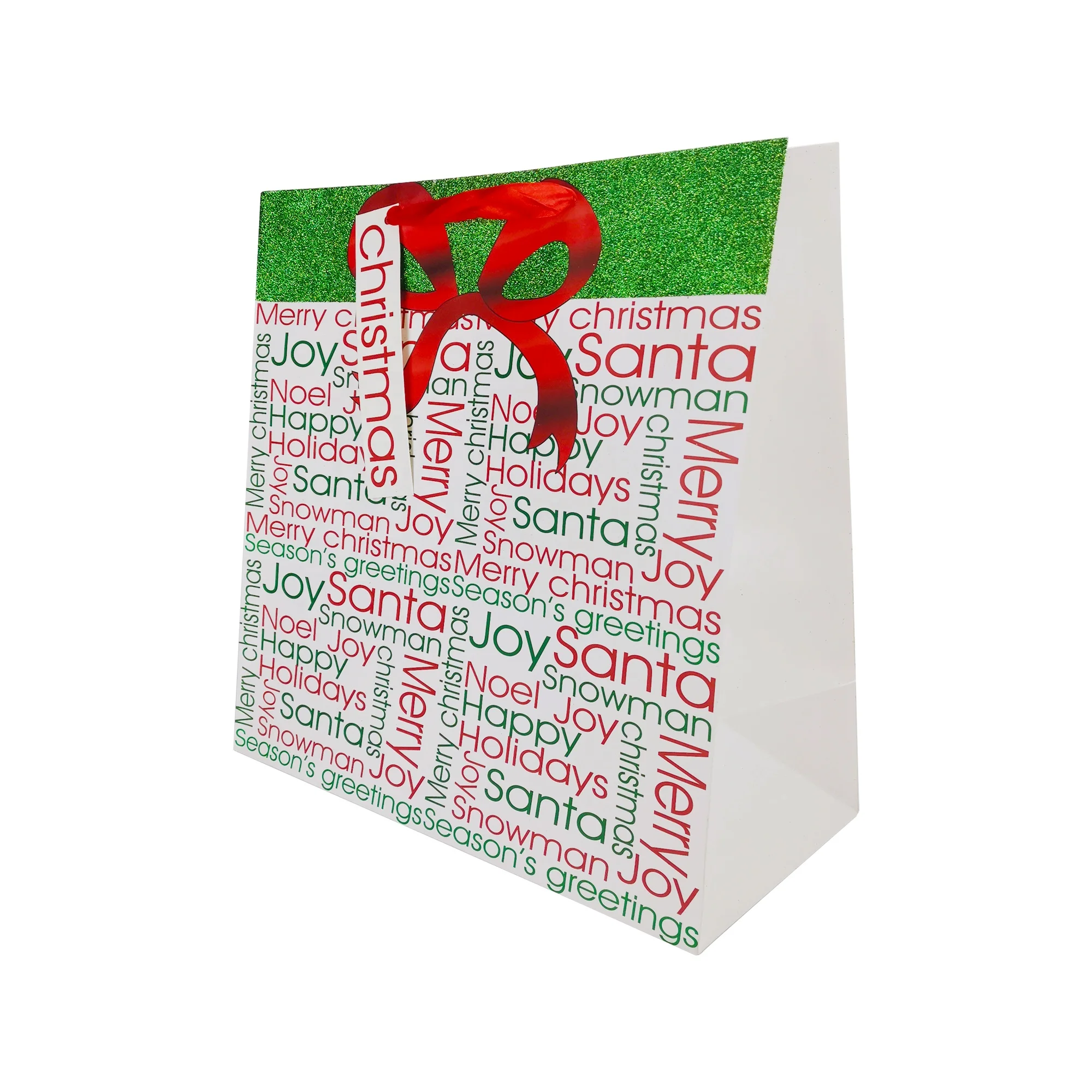 Wholesale Eco-friend Popular Fancy Custom Design Printing Promotional Shopping Christmas Square Glitter Paper Gift Bags