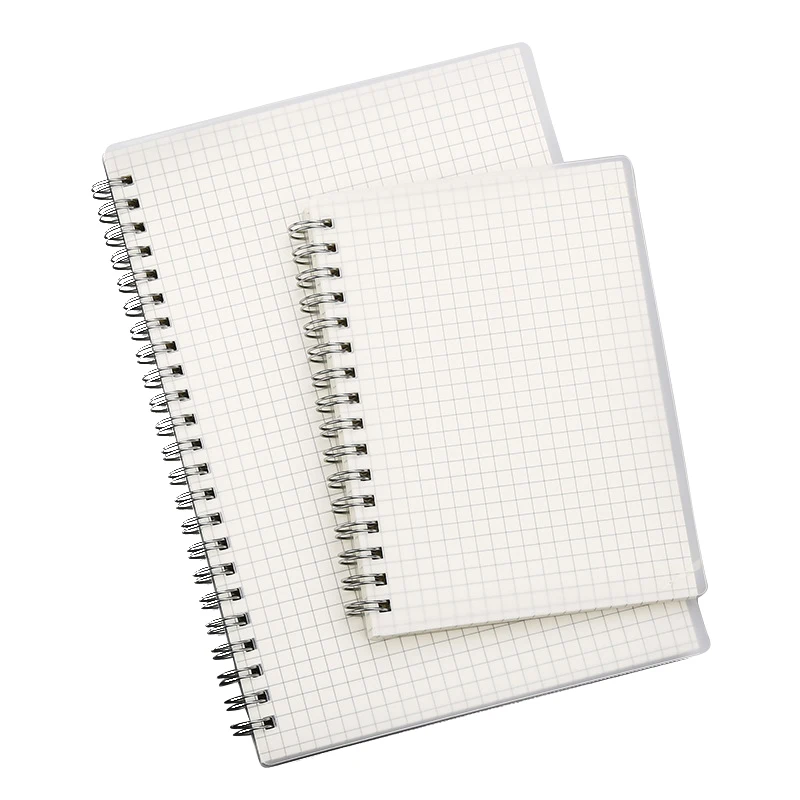 Wholesale Simple Style Silver Double Coil Line Notebook Creative Student Notebooks With Plastic Cover
