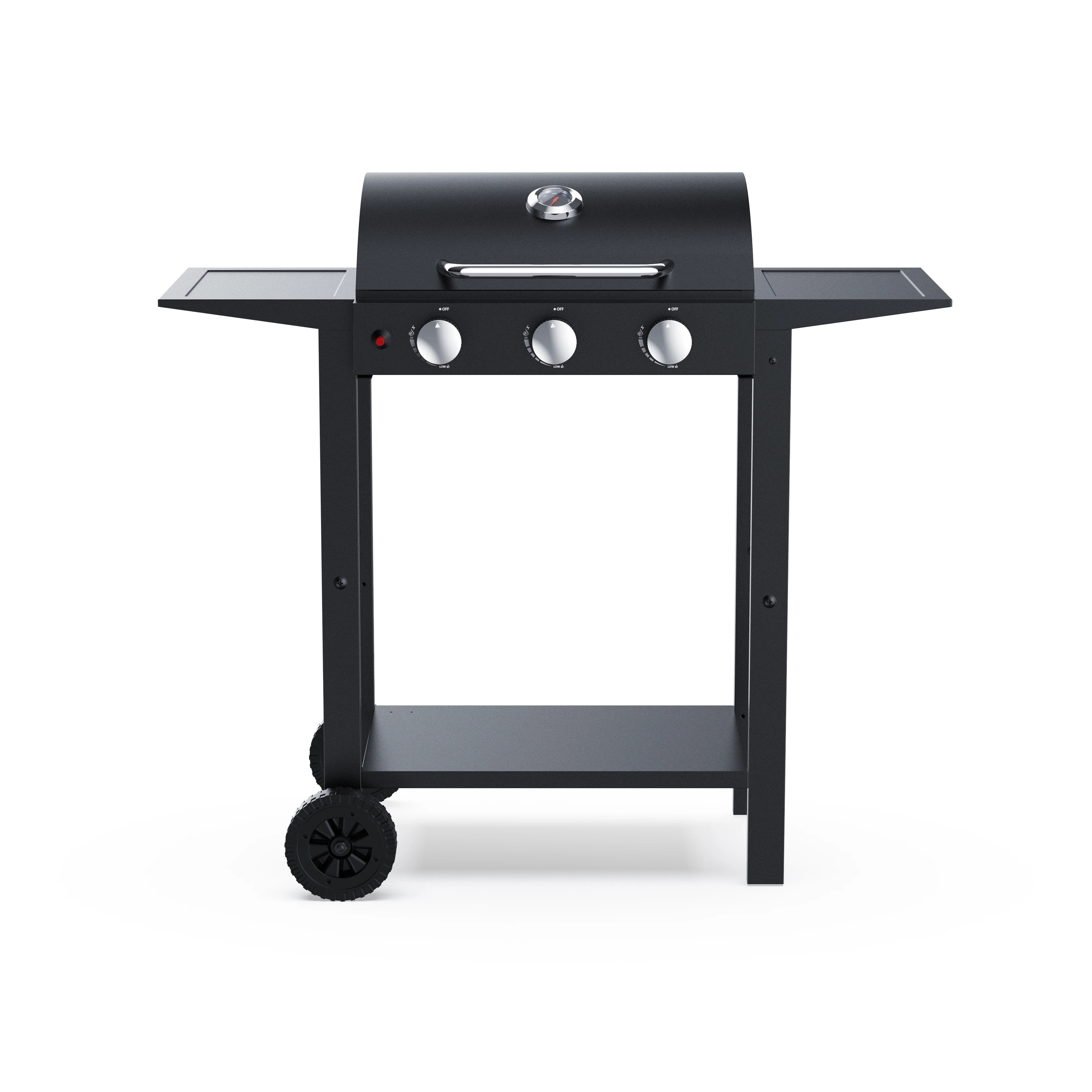 41 Inch 3 Burners Black Oil Drum Barbecue Portable Outdoor Patio Garden Gas BBQ Grill with Trolley