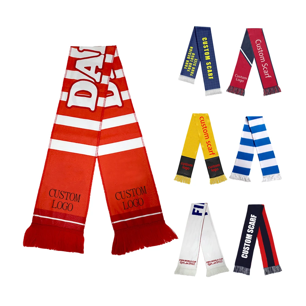 Huiyi Newest design good price scarf football custom Factory direct football scarf custom logo soccer printing