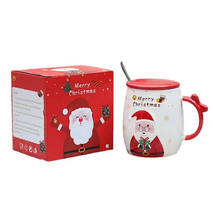 
420ML Fun Santa Claus Coffee Cup with Lid Spoon Ceramic Cute Mug Heat-resistant and interesting coffee cup ceramic mug 