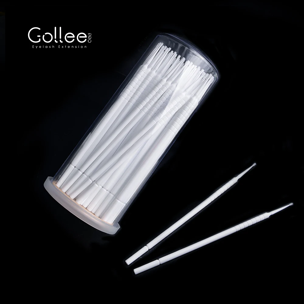 Gollee Pink Black Micobrush Eyelash Extension Disposable Mascara Dispenser Fiber Fabric Eyelash Applicator Micro Brush