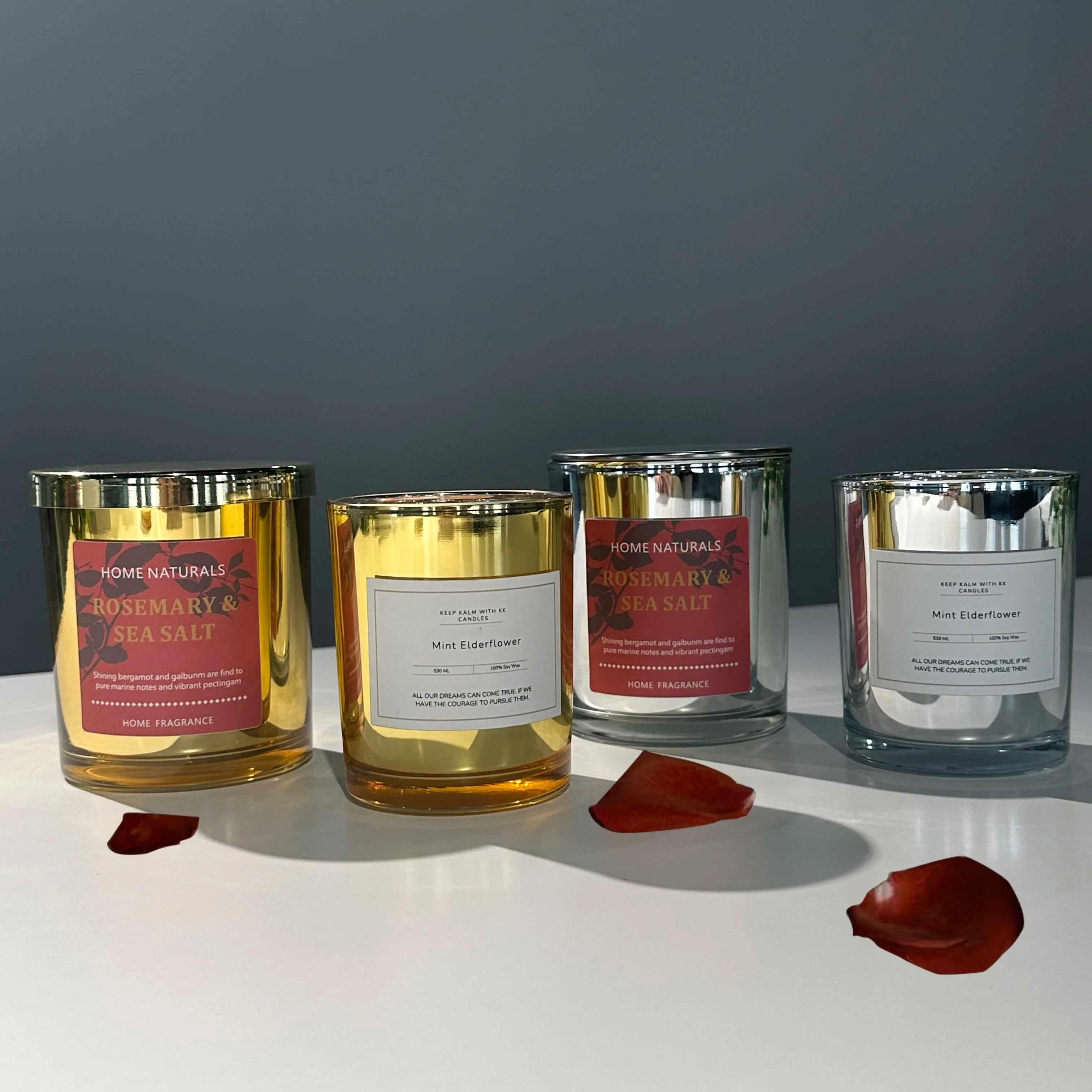 New Arrival Electroplated Glass Candle Scented Pure Nature Soy Wax Candles With Metal Lid Support Custom Logo And Color Box