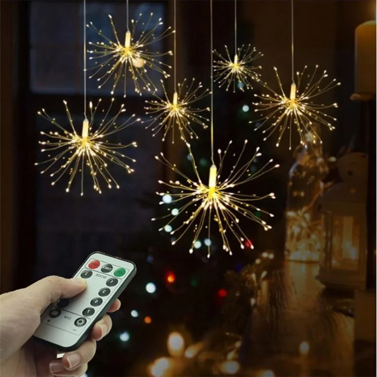 LED Firework Festival Hanging Starburst String DIY Copper Fairy Garland Christmas Outdoor Twinkle Light