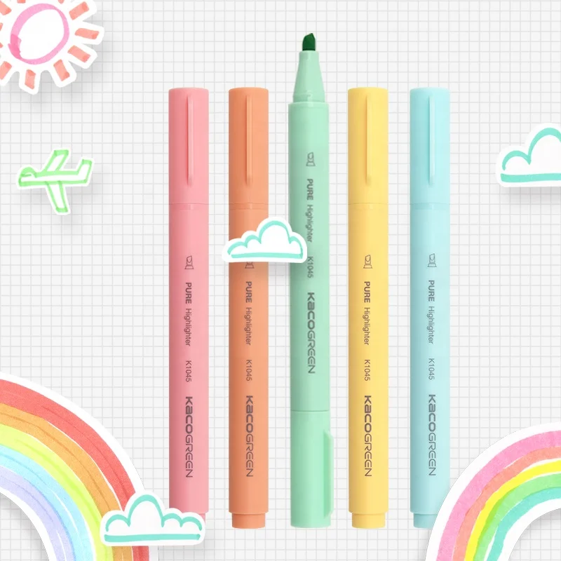 Маркерная ручка KACO PURE Basic с двумя наконечниками многоцветная зажимом набор из 5