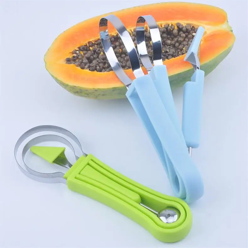One Stop Shopping Professional 4 In 1 Stainless Steel Watermelon Cutter Fruit Carving Tools Set Melon Baller Scoop Set