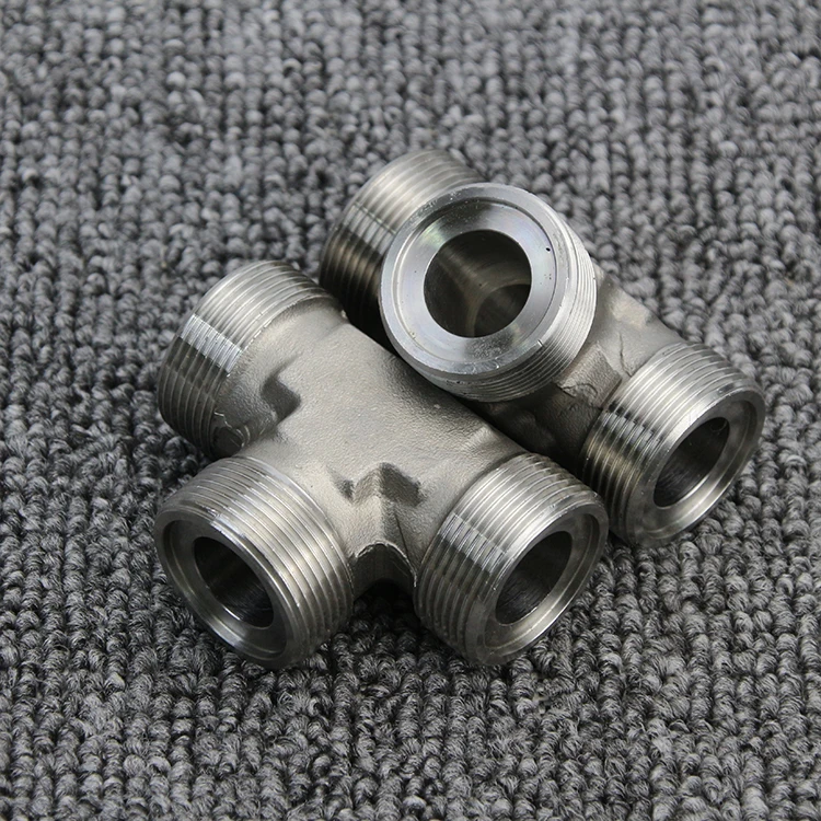 Stainless Steel BSPT threads steel tee hydraulic adapters