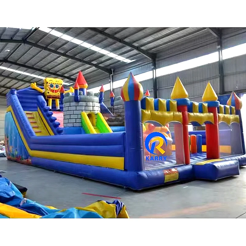 Large Cartoon Inflatable Theme Park Playground Inflatable Bouncy Castle Bouncer Slides With Obstacle for Kids Amusement Park