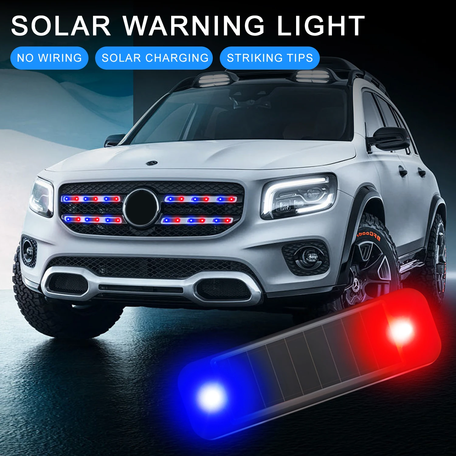 Car Alarm Flash LED Light Security System Anti-theft Solar Signal Warning Lights Shoulder Lamp Red Blue Strobe